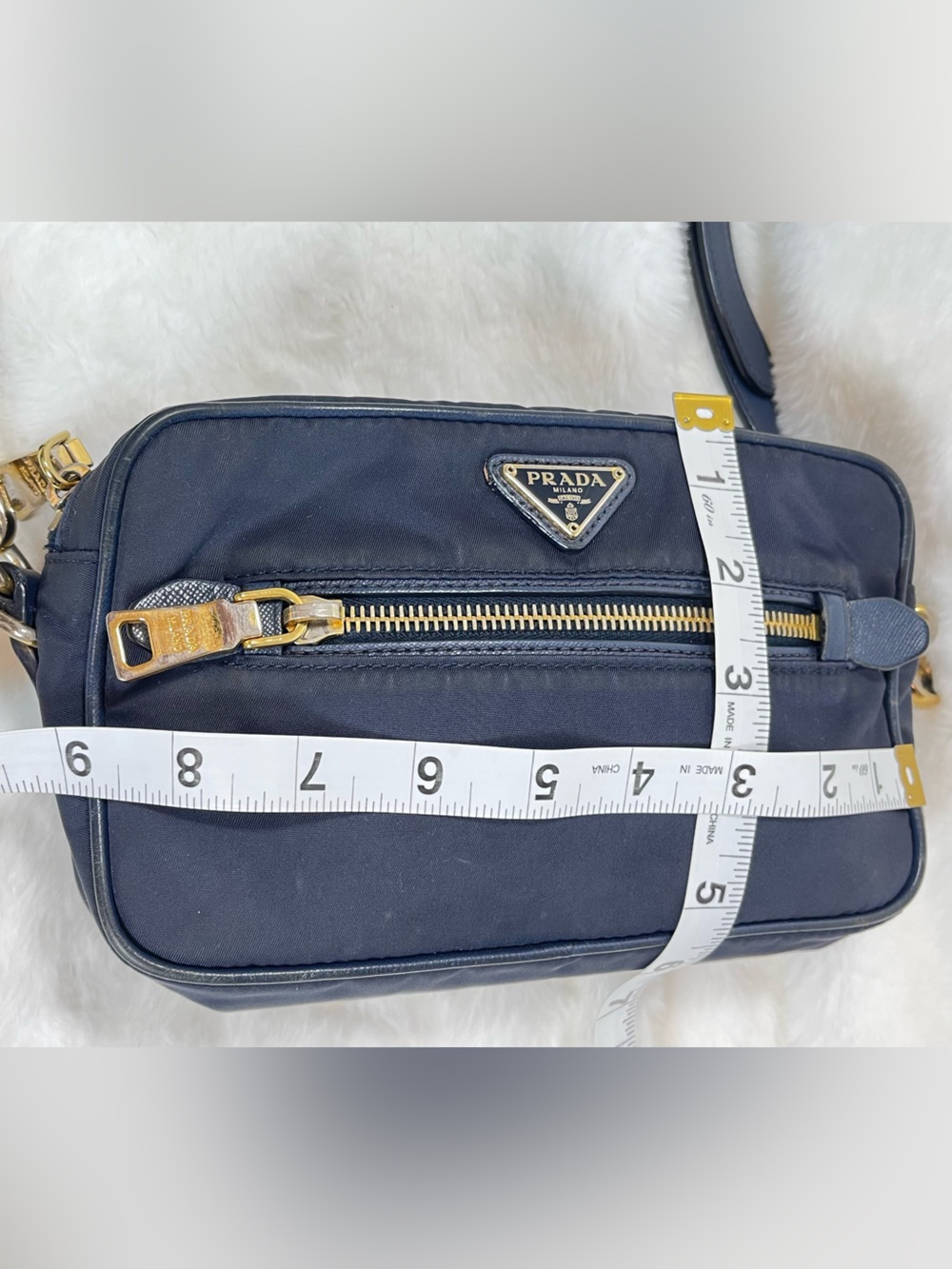 Prada Black Authentic Nylon Crossbody Bag with Gold Hardware